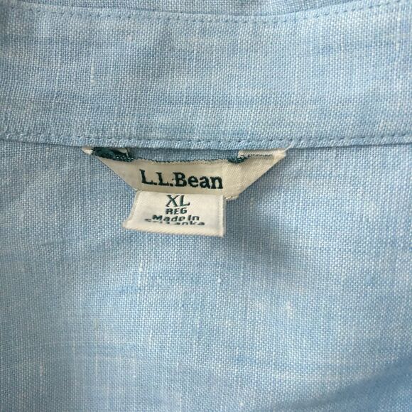 L.L Bean Women's 100% Linen Blouse Shirt Size XL Tunic Blue Long Sleeve Top - Picture 3 of 10